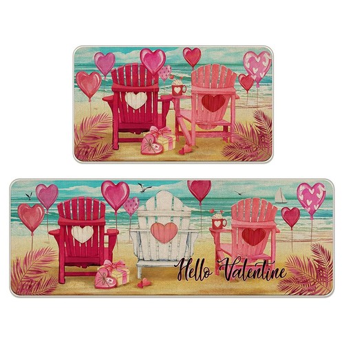 Love Heart Valentine's Day Kitchen Doormat Cozy and Stylish 17 x47 + 16 x24 - Picture 6 of 19