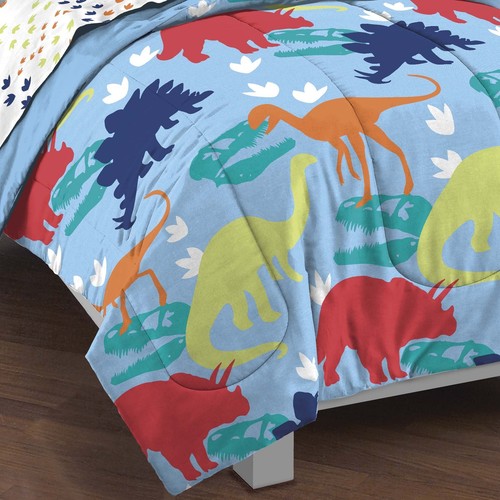Dream Factory Dinosaur Prints Boys Comforter Set with Sheets, Kids Bedding Be... - Picture 7 of 8