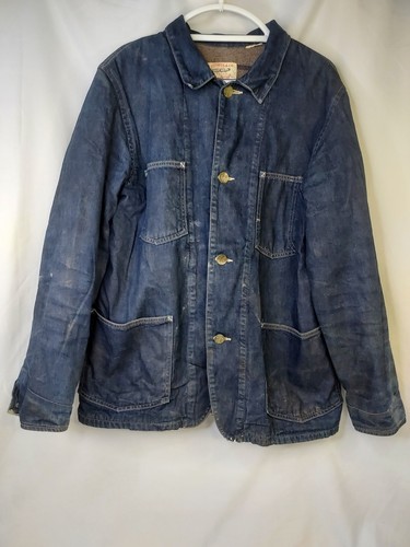 Levi's LVC Denim Blanket Lined Chore Jacket Lot 67 Dirty Paint Cement Size M 40