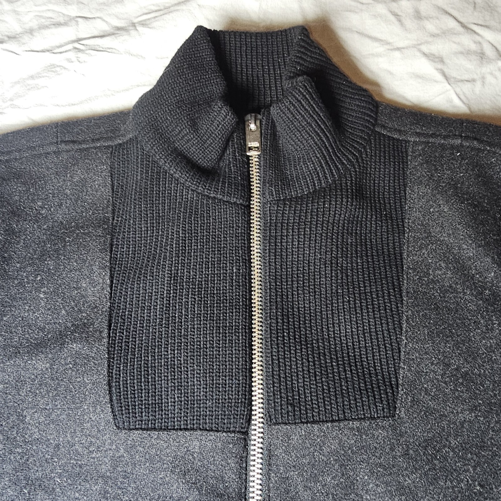 Diesel Men's Sz Large Goatskin Leather Jacket Wool Switch Black Italian thumbnail 3