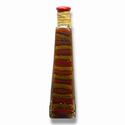 Botella de vidrio decorativa de cocina de vinagre de pimiento verde y rojo de 11 pulgadas de alto - Imagen 2 de 6