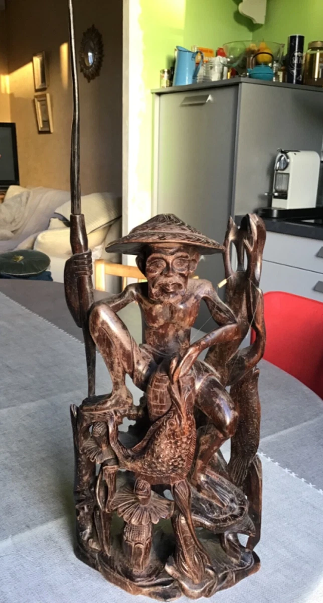 Carquois Traditionnel Indonésien – Bois Sculpté – 16,5 Cm – Art Tribal