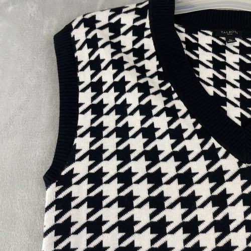Talbots Petite Sweater Vest Sz S-Pet Black White Houndstooth Knit V-Neck - Bild 3 von 10