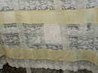 Antique Victorian silk bed cover 2 pillow shams silk embroidered filet lace — photo 9
