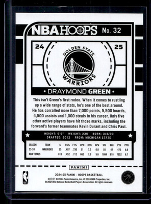 2024-25 Hoops Silver Holo Draymond Green 030/199 Golden State Warriors #32