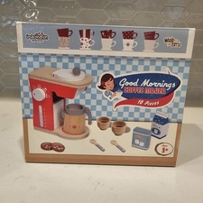 Good Mornings Coffee Maker Kids Cooking Kitchen Learning Wooden Toys Set NIP