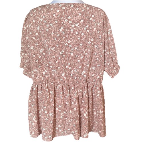 SHEIN CURVE Floral Surplice Neck Short Sleeve Peplum Top Women’s Size 3XL - Picture 3 of 9