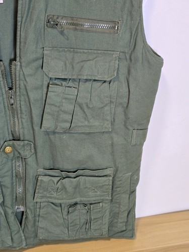 Mens Fishing / Hunting Vest, Multi Pocket Waistcoat, Size M - 44” Olive Green - Picture 3 of 15