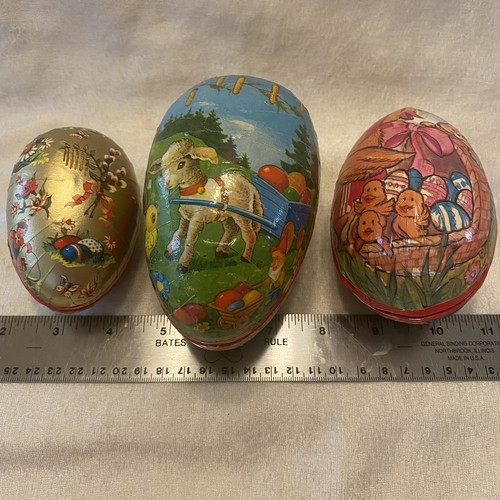 Set 3 Nestchen Vintage Made in *Western Germany Pappmaché Eier Ostern Süßigkeiten Halter - Bild 5 von 19