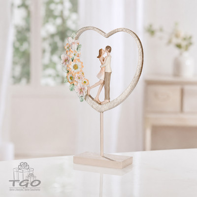 Gilde Skulptur Herz,Paar ''Floral Love    romantische Dekofigur - 61511