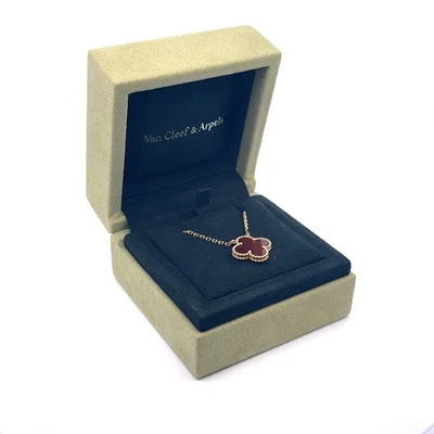 Van Cleef & Arpels Alhamra 18k Yellow Gold Carnelian Pendant Necklace 16" - Image 1 of 4