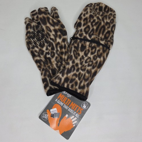 Sprigs Multi Handschuhe wandelbare Handschuhe/Fäustlinge Leopard Tiermotiv Reißverschlusstasche  - Bild 1 von 7