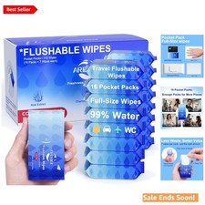 Compact  Gentle Travel Flushable Wipes - 16 Packs for Adults  Kids, 112 Counts