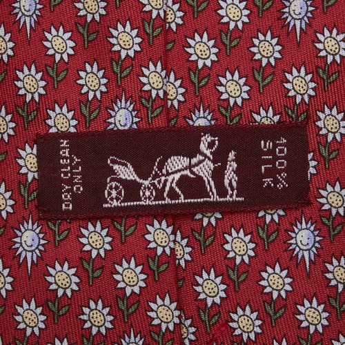 HERMES Flower sunflower motif tie mens 【Used】 - Picture 3 of 5