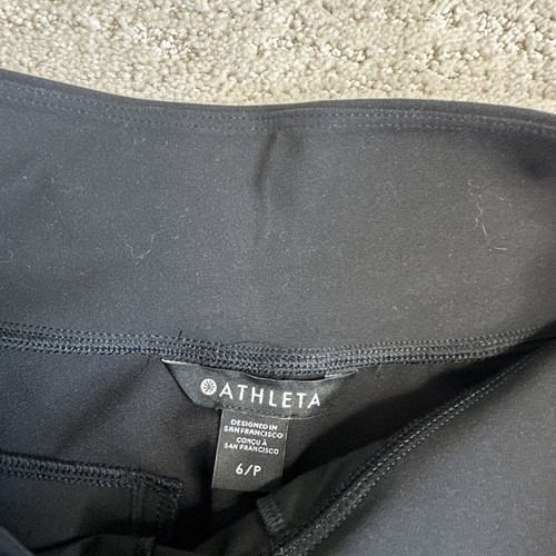Athleta 6/P Damenhose schwarz endlos Satin Seitenstreifen Business Reisen - Bild 5 von 7