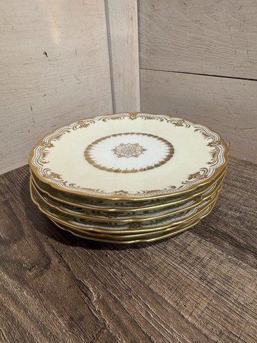 Lot Of 6 Noritake Beaudina Bread Plates Gold Aqua China - Picture 3 of 6