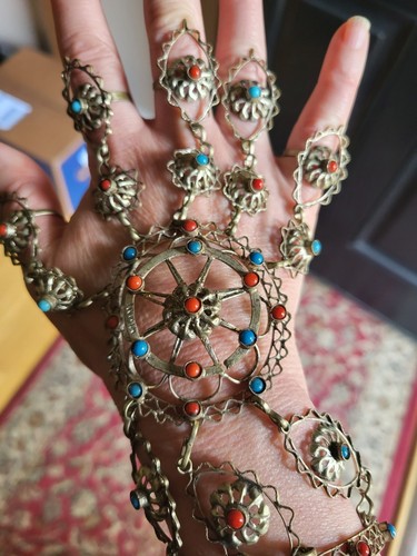 Chain Slave Ring Bracelet Afghan Kuchi Ethnic Dance Bohemian Tribal Cuff Boho - Picture 1 of 10