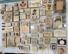 Large Lot of 70 Mixed/Various Themed Wood Rubber Stamps Holidays Occasions