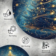 1pc 2D 2D Flat, 1pc, Aluminum Vintage Golden Engraved Round Metal Sign- Suitable