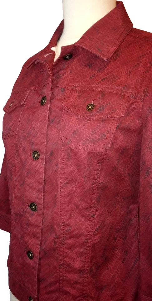 Chaqueta informal CHICO ~ imitación piel de serpiente ~ chico talla 0 para mujer (talla 4) rojo oscuro Foto 2 de 4