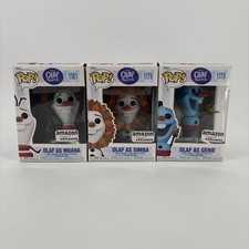 Lote de Funko Pop Disney Olaf Presenta OLAF AS Simba, Genio, Moana. Amazon Exclus