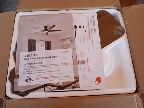 Addlon 5 Blade Ceiling Fan with Lights, 42 Inch Remote Black Wood Grain - Picture 3 of 7