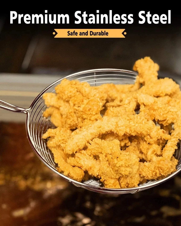 Enhanced Version Stainless Steel Spider Strainer Skimmer Ladle, Set of 3 Size... - Image 3 of 4