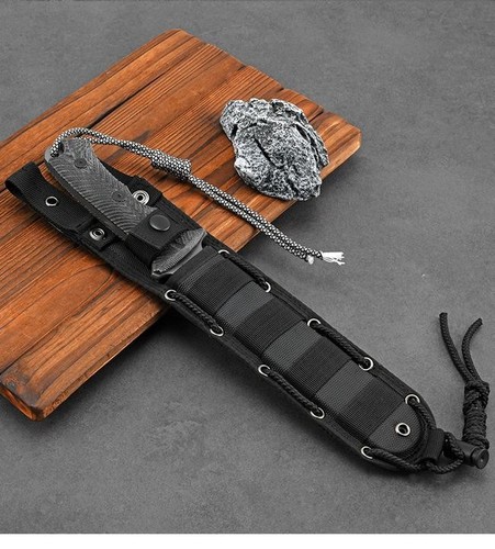 Nuevo cuchillo de caza de supervivencia táctica mango de lino hoja de acero DC53 12"" VTH118P - Imagen 3 de 9