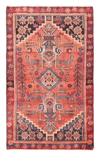 4 Fuß 5 Zoll x 7 Fuß 3 Zoll Traditioneller Vintage Handgeknüpfter Orientteppich Wolle Vorleger