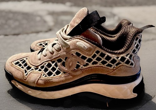 Size 9 - Chanel Velvet Calfskin & Mixed Fibers Sneaker Black W - Picture 4 of 6