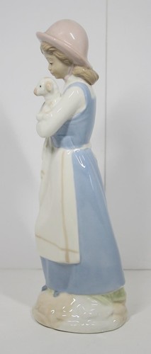 Nadal Porcelain Girl Lamb 10.5" Tall 1940's Lladro Spain - Picture 2 of 5