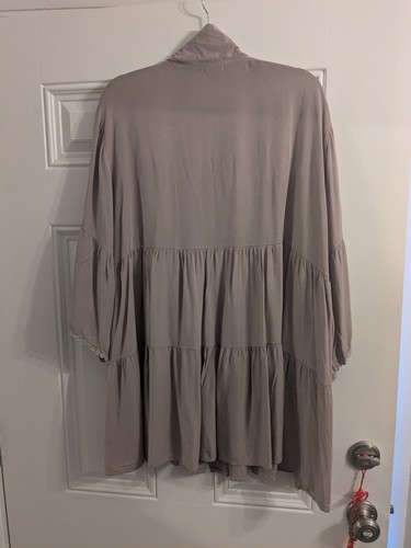Coco & Carmen Boho Tunic Dress Taupe Button Down 3/4 Sleeve Size L/XL - Picture 9 of 12