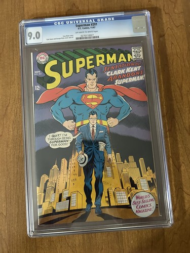 SUPERMAN #201 CGC(9.0) (11/67) “CLARK KENT ABANDONS SUPERMAN”