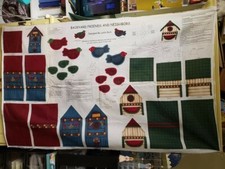 Backyard Friends Neighbors Birdhouses Birds Fabric Panel - NEW