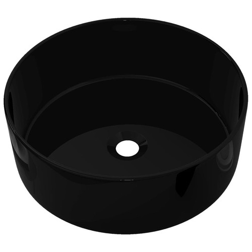 Bathroom Basin Ceramic Vanity Sink Round Hand Wash Bowl 40 x 15 cm White / Black - Picture 12 of 13