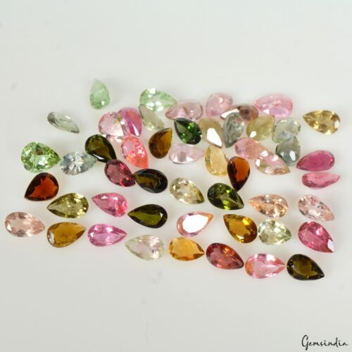 10.10 Ct Natural Untreated Multicolor Tourmaline Pear Faceted Loose Gemstone Lot - Picture 2 of 8