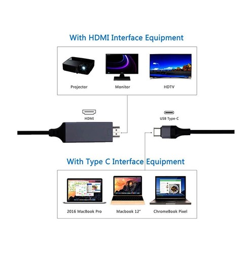 USB-C to HDMI 4K Cable Converter Type-C Adapter for HD TV with USB 3.1 Power - Picture 3 of 15