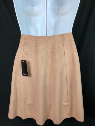 Nwt forever 21 Mini Flare Swing Skirt M Tan faux suede 29"W boho hippie western - Picture 3 of 3