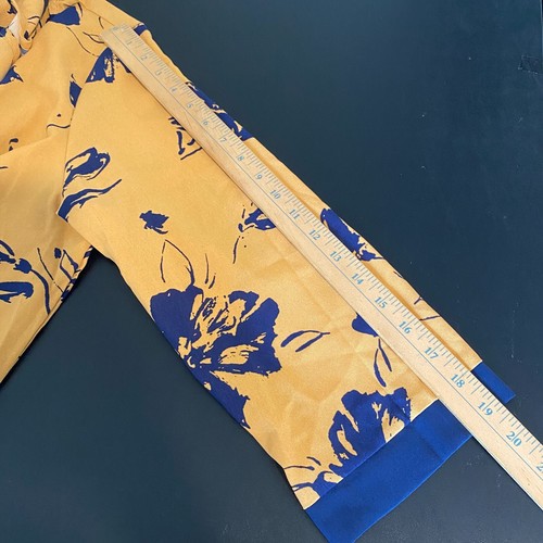 Emery Rose 1XL Yellow Blue Floral Tunic Blouse Asymmetrical Hem 3/4 Sleeve Top - Picture 11 of 12