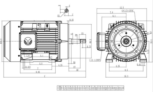 Techtop Electric Aluminum Pump Motor 10 HP 1800 Rpm 3PH 230/460 V 215JM Frame - Picture 5 of 6