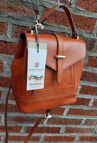NWT Divina Firenze Genuine Italian Leather RUST Convertibl Mini Backpack Handbag - Bild 4 von 11