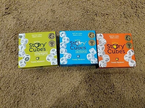 Rory's Story Cubes Story Dice Game Set Of 3 (Regular, Voyages & Actions) - Picture 1 of 8