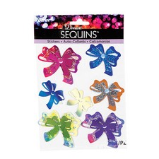 6 Sets of Dream Sequin Bow Stickers, 42 Stickers Bright Multi Colors