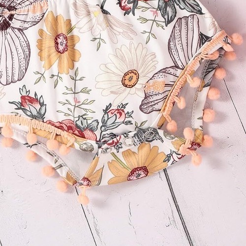 2PCS Baby Girl Clothes Sets Floral Sleeveless Newborn Romper Jumpsuit Headband - Picture 11 of 14