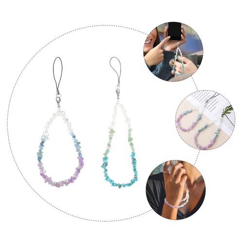 2 Pcs Chain Wrist Strap for Phone Colorful Beaded Lanyard - 第 2/12 張圖片