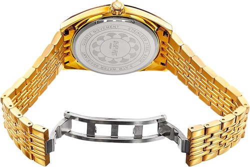 August Steiner AS8235YGOR Women's Quartz Orange Dial Gold Tone Bracelet Watch - Picture 4 of 5