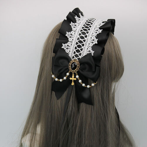 Diadema Lolita Volantes Moño Encaje Prendas para la cabeza Princesa Gótica Dulce Accesorio para el cabello` - Imagen 13 de 22