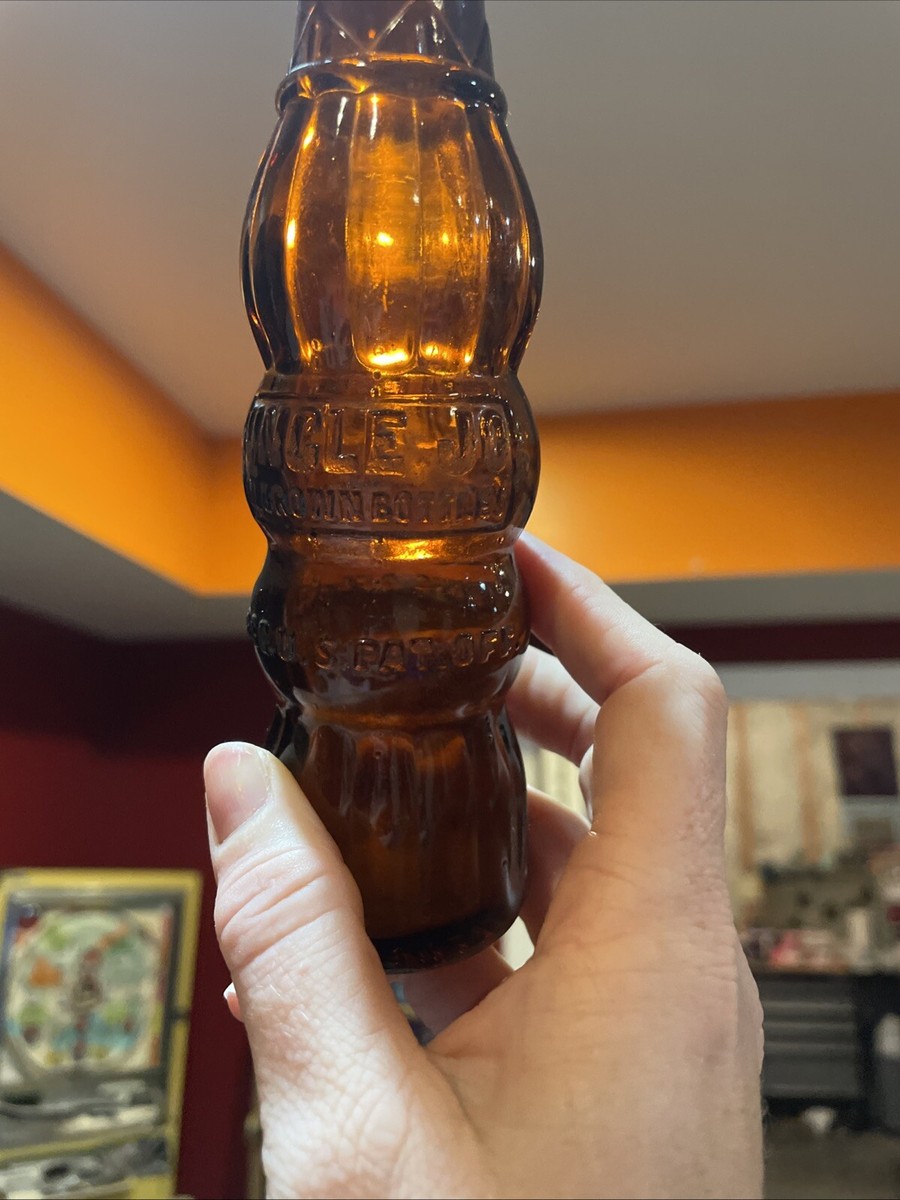 UNCLE JO Vintage Art Deco Soda POP Bottle Brown Amber 4 oz