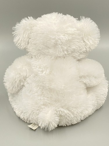 12” White Sitting Teddy Bear W/ Cream Colored Bow Brown Bear paws Stuffed Animal - Bild 4 von 7