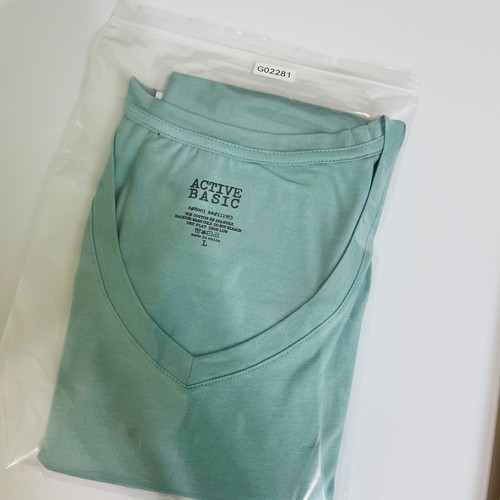 Active Basic Womens V-Neck Cotton Stretch Long Sleeve T-Shirt Plain Teal Large - Picture 7 of 7